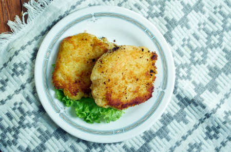 Corn Cheddar Mashed Potato Fritters close upの写真素材