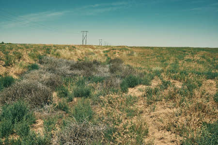 Road through car Republic of Kalmykia, Russiaの写真素材