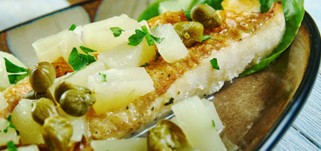 Bacalhau dourado Ã  minhota , Dorado with fruits fried. portuguese dishの写真素材