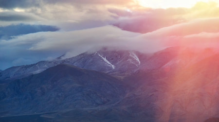 Tolbo Nuur Lake in Mongolia, landscapes of Western Mongolia, Asia travels, mountain lakeの写真素材