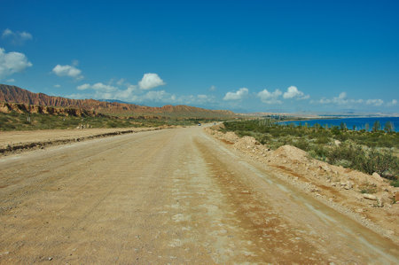 Issyk-Kul lake, Kyrgyzstan, Central Asia, , located in Kochkor District of Naryn Provinceの写真素材