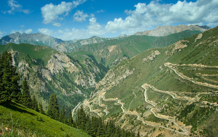 Moldo-Ashuu pass district of Son-Kul Region in western Kyrgyzstanの写真素材