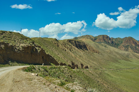 Road to Son-Kul Lake, Teshik tract, Kyrgyzstan,の写真素材