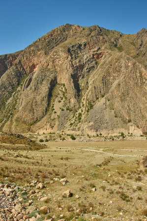 New North-South route, canyon river Naryn, Kyrgyzstan.の写真素材
