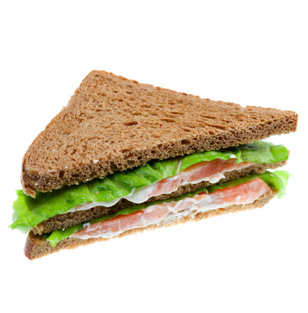 salmon sandwiches. isolated on a white background.の写真素材