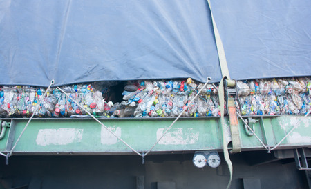 Recycling garbage truckの写真素材