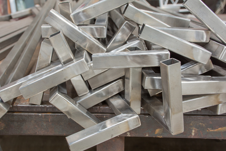 Soft focused picture of  A pieces of  Stainless steel  gate fenceの写真素材