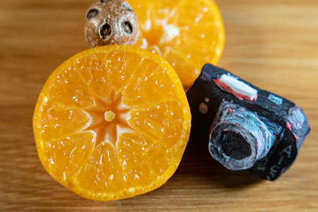Neatly cut orangesの写真素材