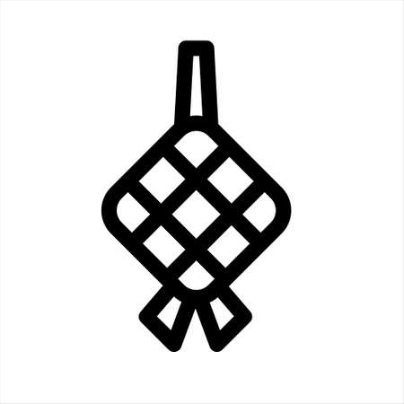 Ketupat icon illustration. Ketupat is a typical Southeast Asian maritime dish made from rice wrapped in a wrapper made from woven young coconut leaves, or sometimes from other palm leavesのイラスト素材