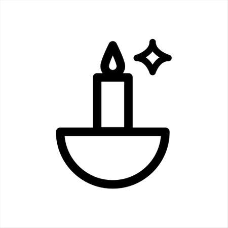 Candle icon isolated of flat style. Vector illustration. Candle line icon. eligion and prayer, wax sign, vector graphics, a linear pattern on a white backgroundのイラスト素材