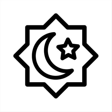 Pendant with moon star emblem ramadan arabic islamic celebration outline style iconのイラスト素材