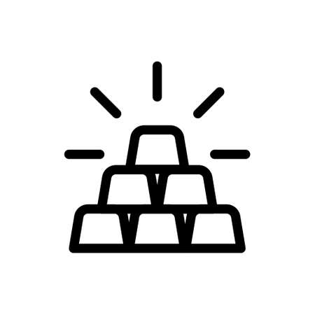 Business Trading Finance Trade Outlined Line Vector Icon Illustration Gold golden silver bar. Gold line icon. Vector symbol in trendy flat style on white background. Web sing for design.のイラスト素材