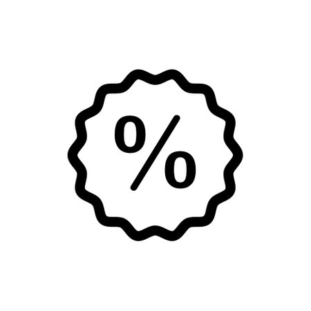 Discount, percentage icon symbol. outline percentage discount vector icon. isolated black simple line element illustration from signs concept.のイラスト素材
