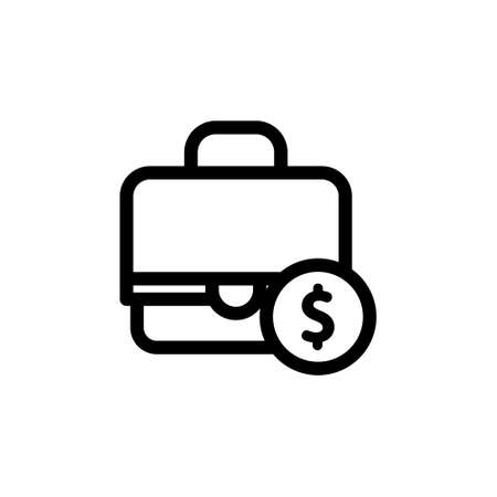 Office Bag Icon, Briefcase Icon Black Vector Illustration. black briefcase vector icons designed in stroke style can be used for web, mobile, ui. briefcase with dollar signのイラスト素材