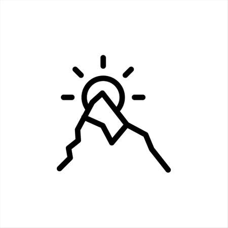 Icon of sun, and mountain. Sunrise Icon. Sunrise icon. Trendy flat vector Sunrise icon on white background from nature collectionのイラスト素材