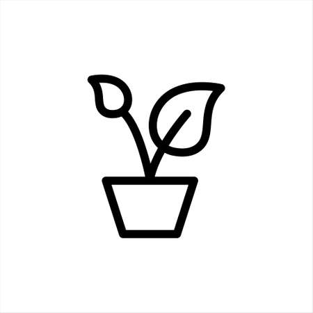 gardening vector icon. Plant in a pot icon simple flat style vector illustration. Potted plant outline icon. linear style sign for mobile concept and web design. Plant in pot simple line vector icon.のイラスト素材