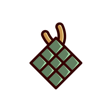Ketupat icon illustration. Ketupat is a typical Southeast Asian maritime dish made from rice wrapped in a wrapper made from woven young coconut leaves, or sometimes from other palm leavesのイラスト素材