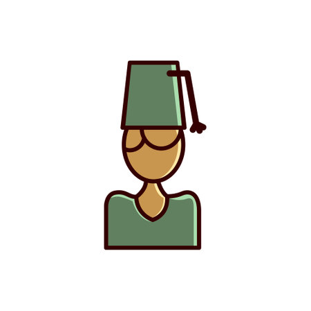 Islamic muslim people wear prayer cap icon simple and minimalist in outline graphic vector illustration styleのイラスト素材