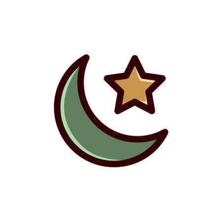 Star and crescent - symbol of Islam flat icon for apps and websites.symbol of Islam isolatedのイラスト素材