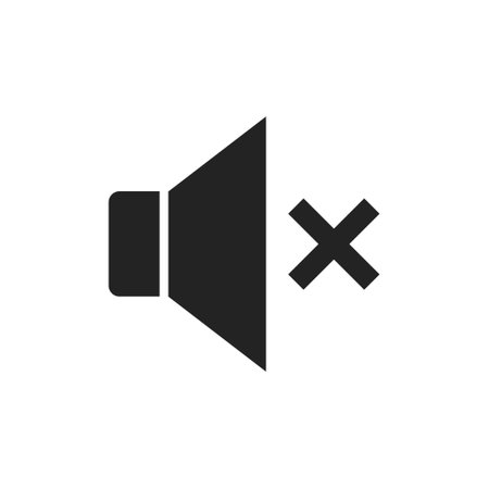 No speaker. no sound icon. Volume Off symbol. Vector illustration. Flat icon. No sound Flat Icon on white Background. Mute Vector Icon.のイラスト素材