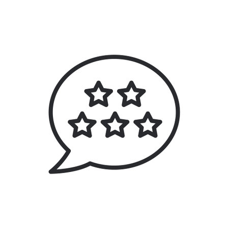 Five stars customer product rating review flat icon for apps and websites. five star rate feedback with speech bubble icon. Vector isolated line iconのイラスト素材