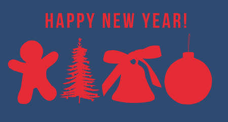 Haapy New Year Greetings Card Illustration with wordsの写真素材