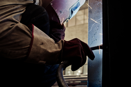 Welding work issued strong dazzling rays of lightの写真素材