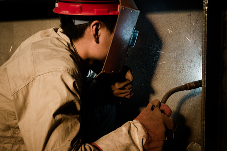 Welding work issued strong dazzling rays of light