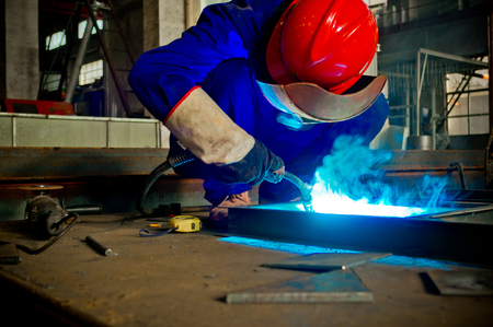 Welding work issued strong dazzling rays of light 