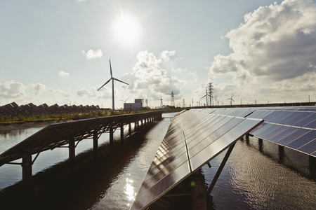 Solar photovoltaic power stationsの写真素材