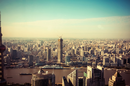 Shanghai city aerial sceneryのeditorial素材