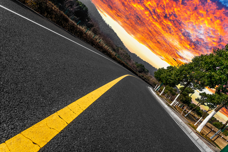 Sky and road backgroundの写真素材