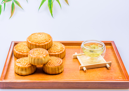 Mid-Autumn Festival moon cake on wooden board