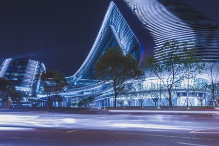 modern building in city night viewのeditorial素材