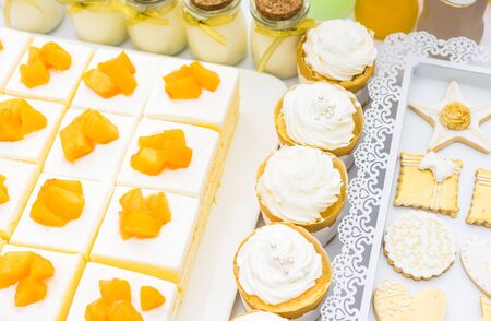 Fresh and sweet creamy dessert cakesの写真素材