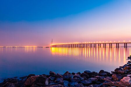 modern bridge up the ocean of china.