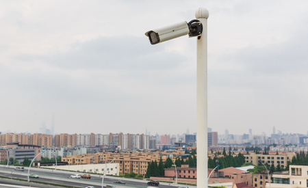 Security camera with a sky background