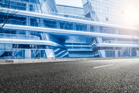 The city and the road in the modern office building backgroundのeditorial素材