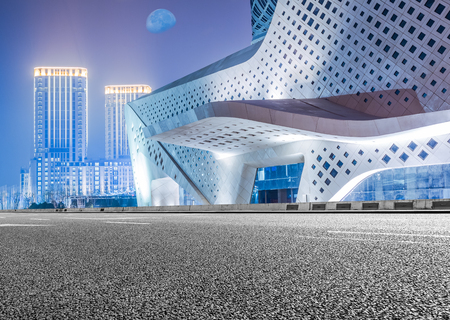 The city and the road in the modern office building backgroundのeditorial素材
