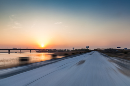 Asphalt road and modern bridge,Hong Kongの写真素材