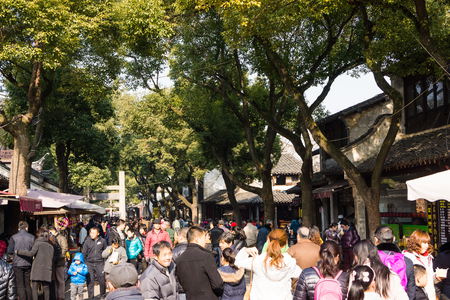 BEIJING, CHINA - FEBRUARY 18, 2015: People enjoy themselves at Ditan Park ahead of Chinese New Year celebrations, the year of the sheep, which starts on February 19 this year.のeditorial素材