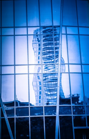modern building exterior,blue toned image.のeditorial素材