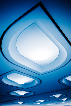 Close-Up Of Illuminated Electric Light in blue tone.の写真素材