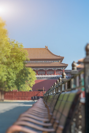The Meridian Gate is the southern and largest gate of the Forbidden City in Beijing, China.のeditorial素材