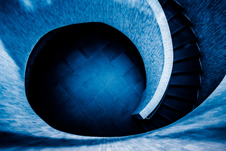 interior view of modern office building in blue tone.のeditorial素材