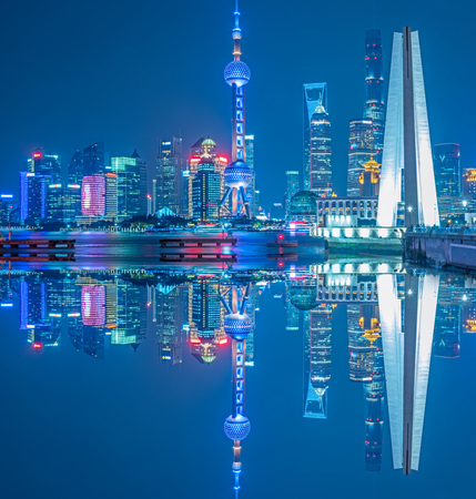 Shanghai skyline panorama in China.