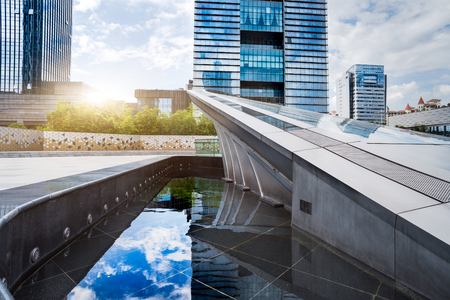 Downtown corporate business district architecture in Shanghai,China.のeditorial素材