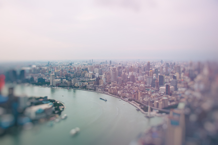 Aerial view of Shanghai skyline of China.の写真素材