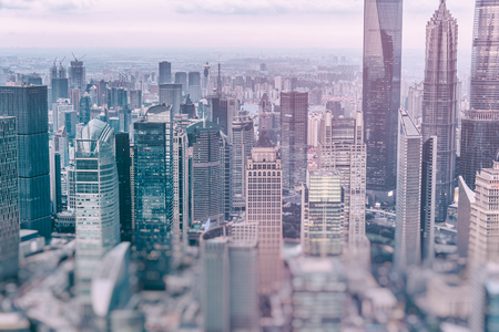 Aerial view of downtown Shanghai,China.