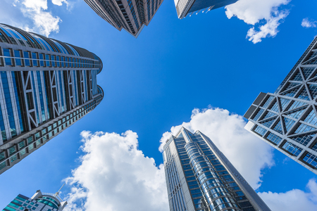 Low Angle View Of Modern Buildings with skyline.のeditorial素材